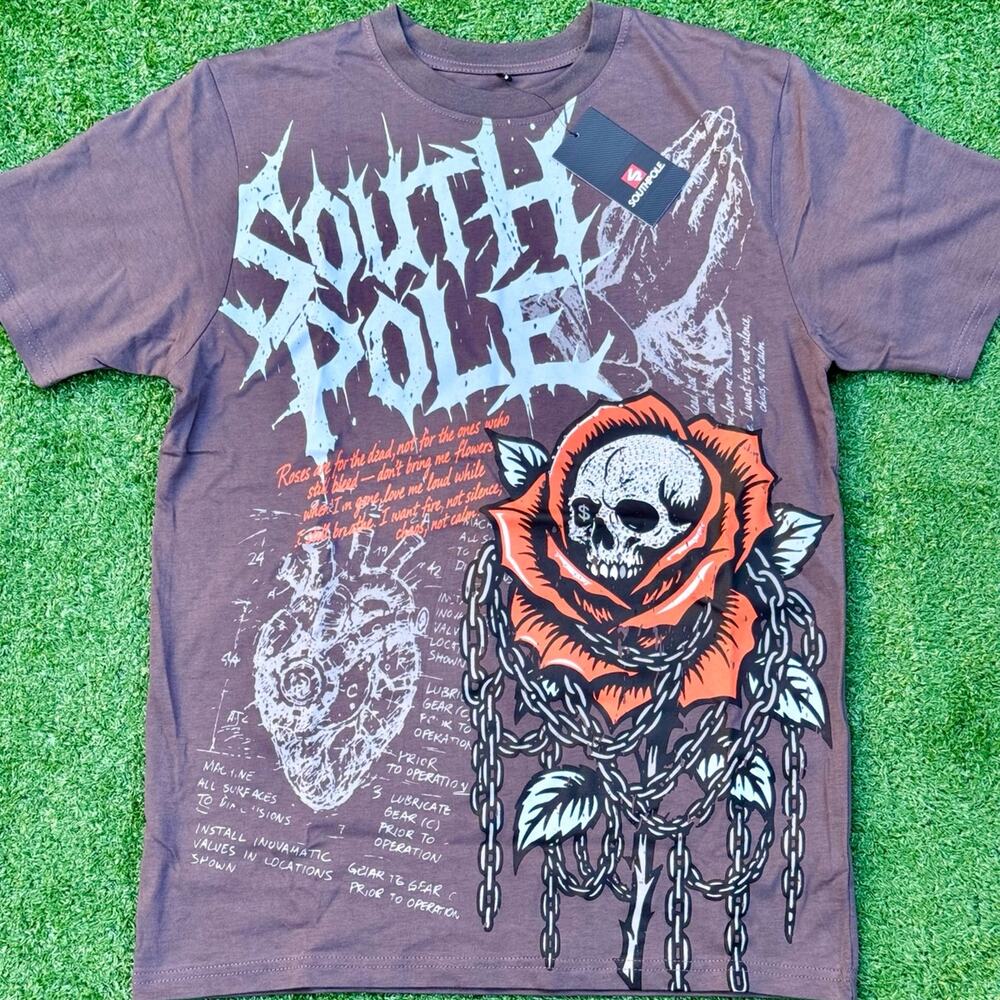 Southpole Roses Are For The Dead T Shirt New With Tag Color Graphite